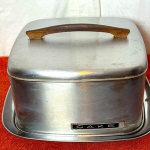 Mid Century Modern Lincoln Beautyware Cake Carrier Chrome Square 13 x 13" USA